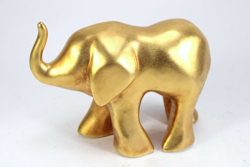 Elefant Figur Skulptur vergoldet 24K Tierfigur Gold in Kammerforst