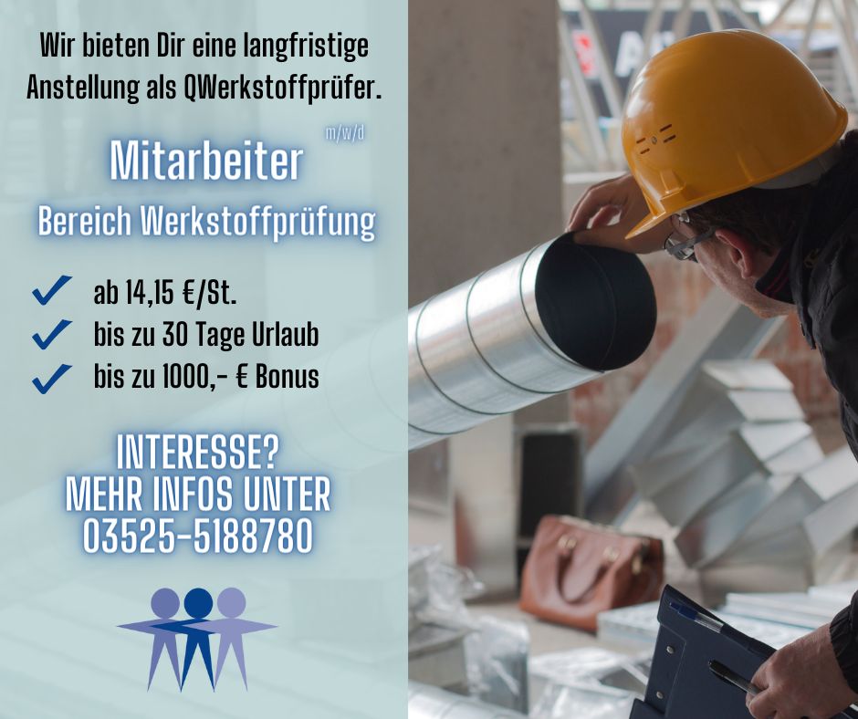 Mitarbeiter - Bereich Werkstoffprüfung ✔️ ab 14,15 €/h ✔️ in Nünchritz