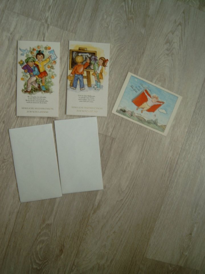3 Karten zum Schulanfang - 2 mit Umschlag, eine Postkarte DDR in Stauchitz