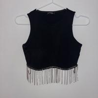 Cropped Top mit Strass-Detail, schwarz, Gr. S Brandenburg - Teltow Vorschau