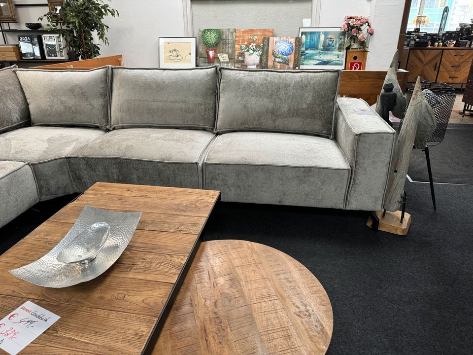 Couch Sofa Polstergarnitur Taschenfederkern grau Teddy Stoff in Bad Oeynhausen