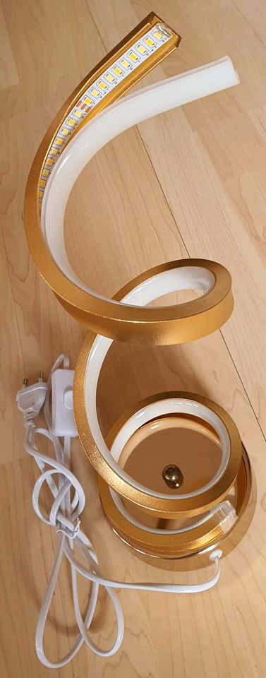 Moderne Acryl Spirale Tischlampe Tischleuchte NEU Gold LED Chips in Drachselsried