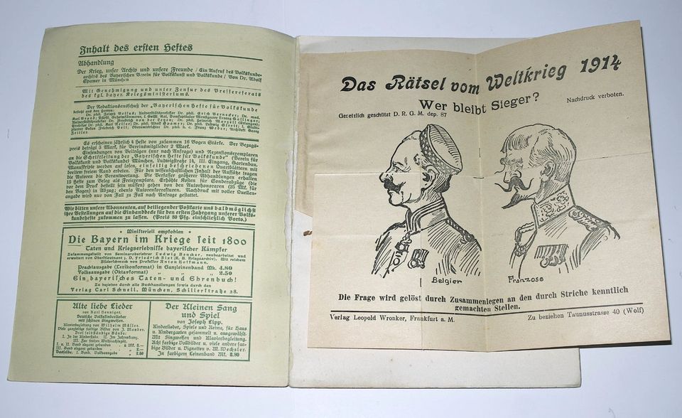 Bayerische Hefte für Volkskunde 1915 Heft 1*Krieg*Bilder Schlacht in Oy-Mittelberg