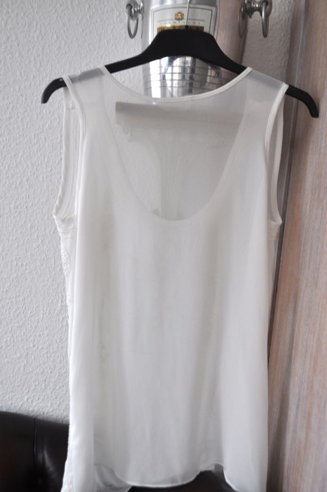 Edel Chiffon Top Bluse Stickerei Perlen Creme M Boutique in Berlin