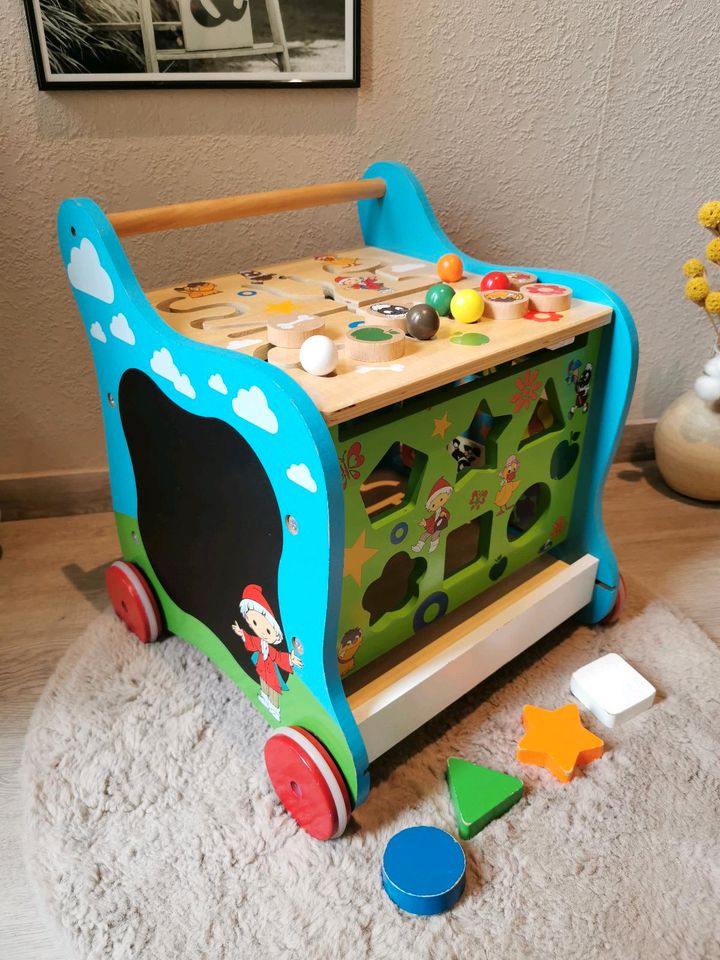 Lauflernwagen Baby Aufbewahrungsbox Spieltisch Uhr Schiebespiel in Bad Langensalza