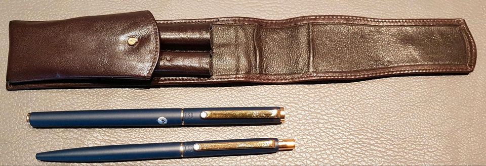 Montblanc Slimline Füller und Kugelschreiber blau gold in Taunusstein