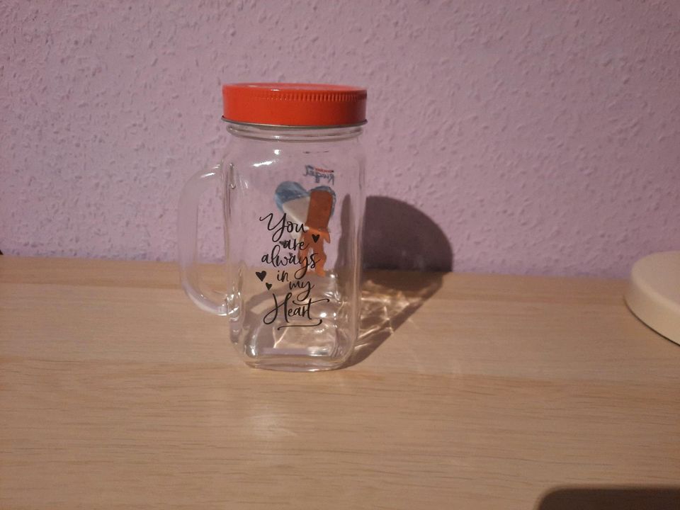 Kinder Riegel Strohhalm-Glas,Trinkglas mit Spruch,Sammelglas in Osnabrück