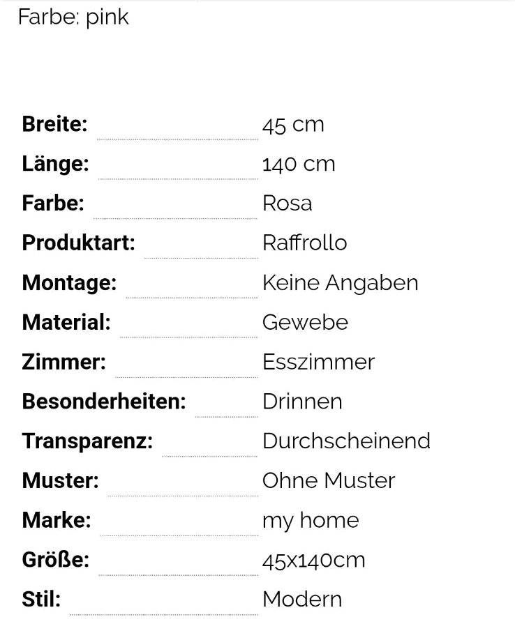 MY HOME RaffRollo Pebel Neu 45x140 pink Klettschiene NP 26,98€ in Leipzig