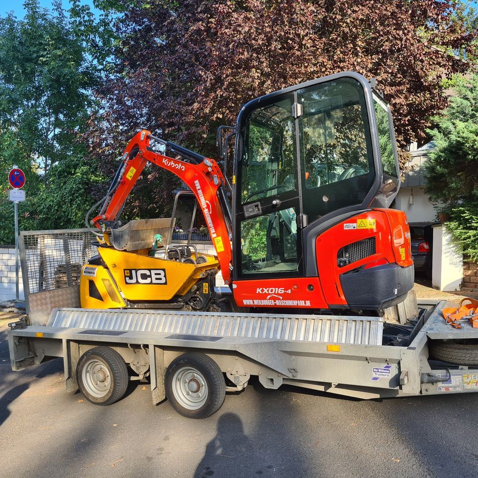 1 Woche 1,6 t Minibagger mieten leihen + viele Löffel Anbaugeräte in Weilmünster