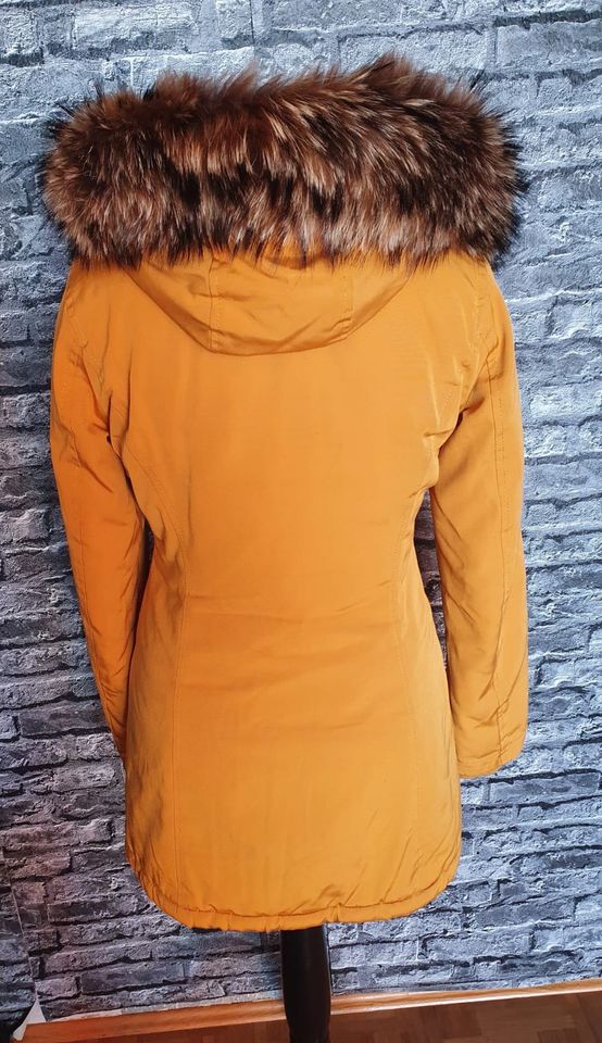 Jacke Attentif Parka Echtfell Pelz Mantel ocker gelb 34 36 Fuchs in Hof (Saale)