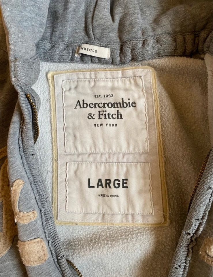 ABERCROMBIE & FITCH HERREN SWEATJACKE IN GRAU GR. L in Hünfelden