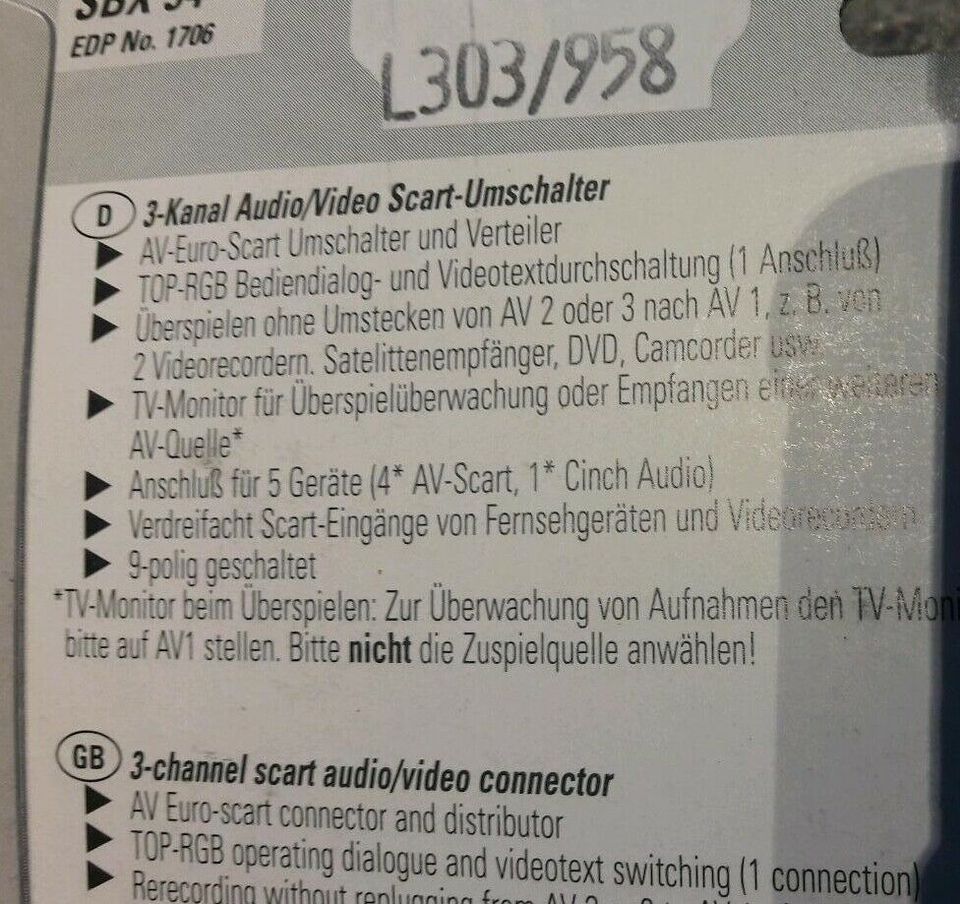 AUDIO-VIDEO Scart Umschalter VHS Video 8 in Stadecken-Elsheim