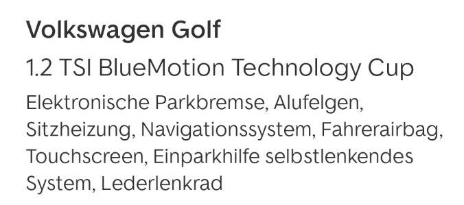 Volkswagen Golf " cup" in Eggenstein-Leopoldshafen