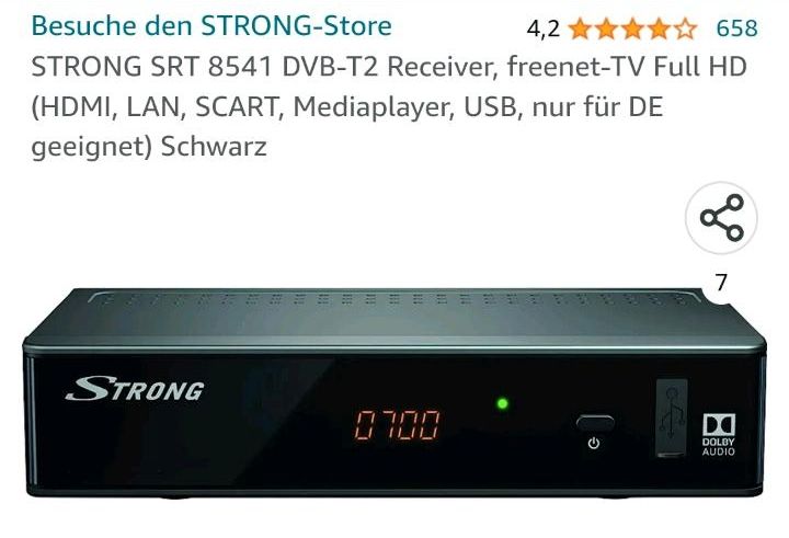 STRONG SRT 8541 DVB-T2 Receiver mit Fernbedienung in Nordrhein-Westfalen -  Kerpen | TV Receiver gebraucht kaufen | eBay Kleinanzeigen ist jetzt  Kleinanzeigen