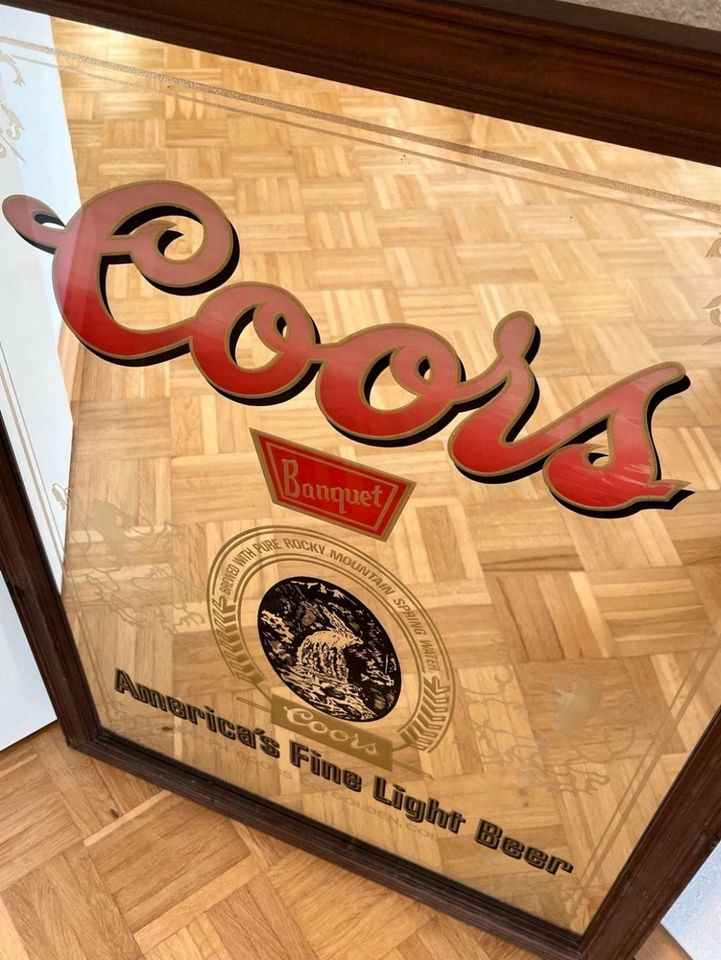 Vintage Coors Beer Spiegel 80er, Werbeschild,US Bar,Route66, in Pfaffenhofen a. d. Roth