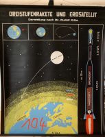 Alte Schulkarte, Astronomie, Physik, Sterne, Rakete, Satellit, Rheinland-Pfalz - Mainz Vorschau
