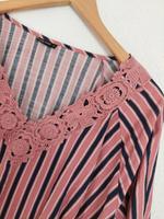 Shirt 3/4 Arm mit Spitze, rosa/schwarz gestreift Bayern - Feuchtwangen Vorschau