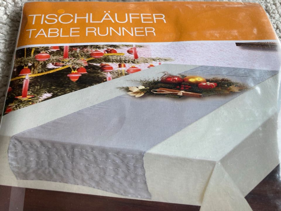 Tischläufer table runner grau silber 40 x 140 cm in Perleberg