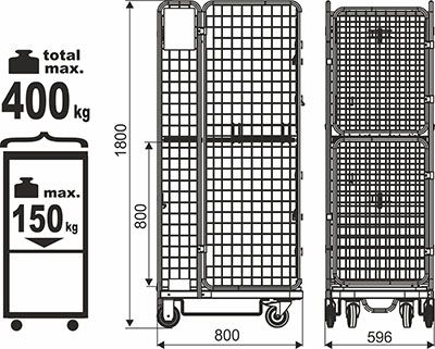 Rollregal mit Zwischenboden, Rollregal, Regal mit Rollen, Rollcontainer, Rollcontainer mit 2 Zwischenboden in Herne