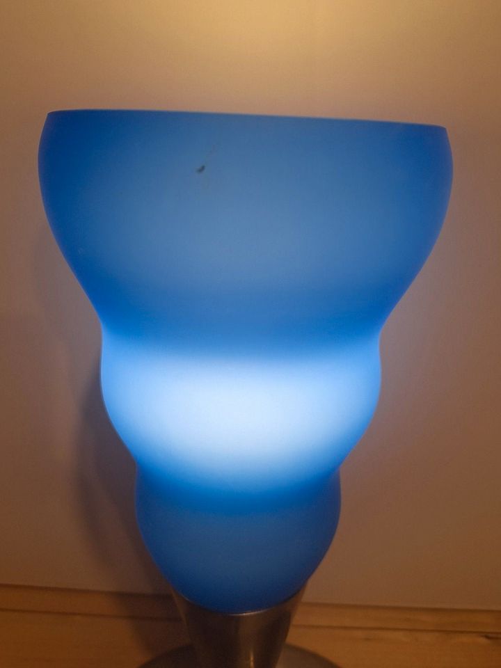 Tischlampe Fischer Leuchten Glas Blau Ständer Nickel Höhe 31 in Heidelberg