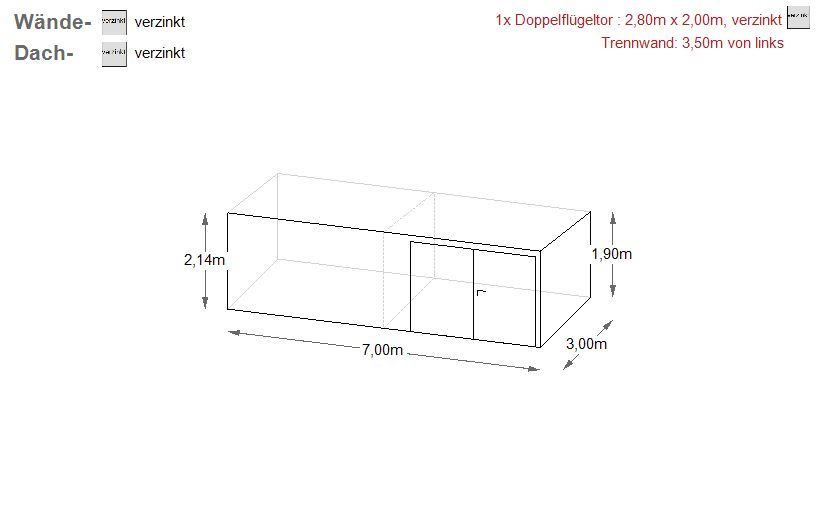 Blechgarage Carport 7 x 3 x 2,14 Gerätehaus Lagerschuppe | 8497! in Schwäbisch Hall