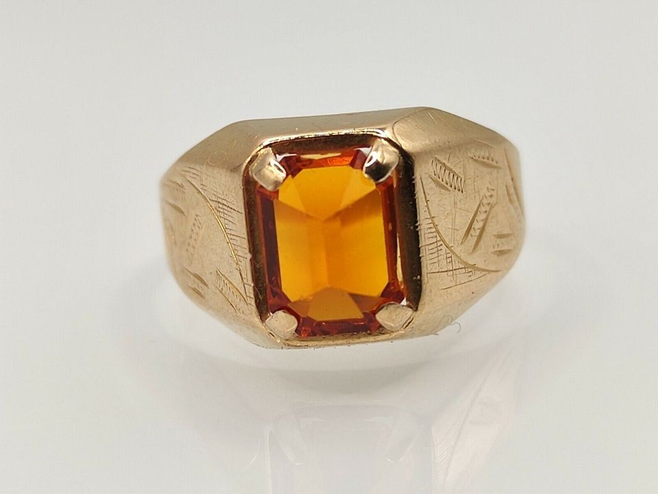 Antiker Jugendstil Madeira Citrin Ring 750er Gold 18 k in Reinstorf