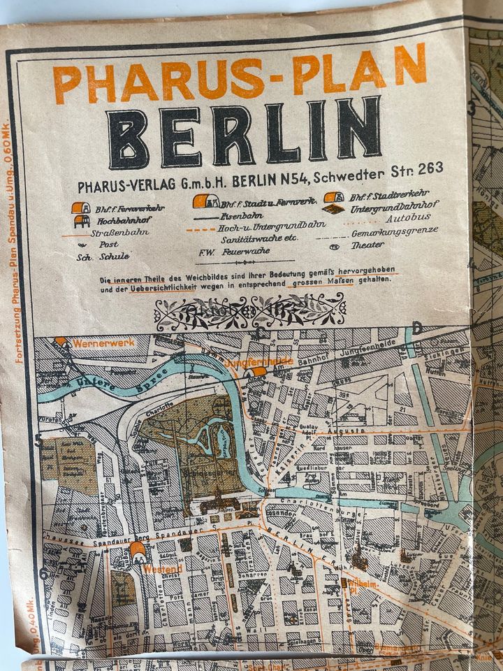 Alte Stadtkarte von Berlin / Pharus Verlag  um 1940 in Hannover