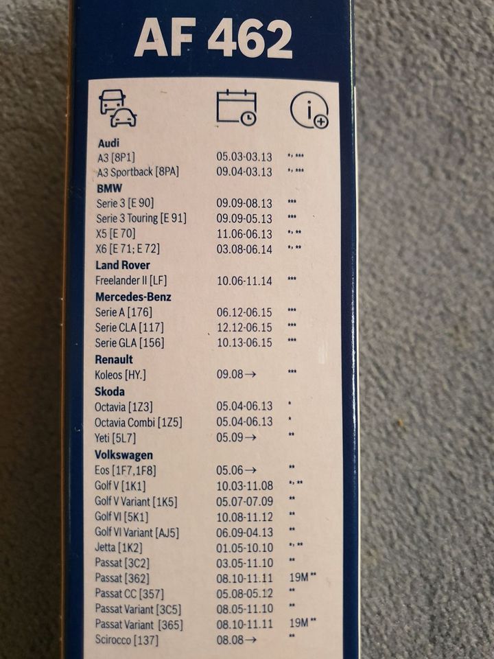 Scheibenwischer VW Golf VI (Bosch A 282 H und AF 462) in Sigmaringen