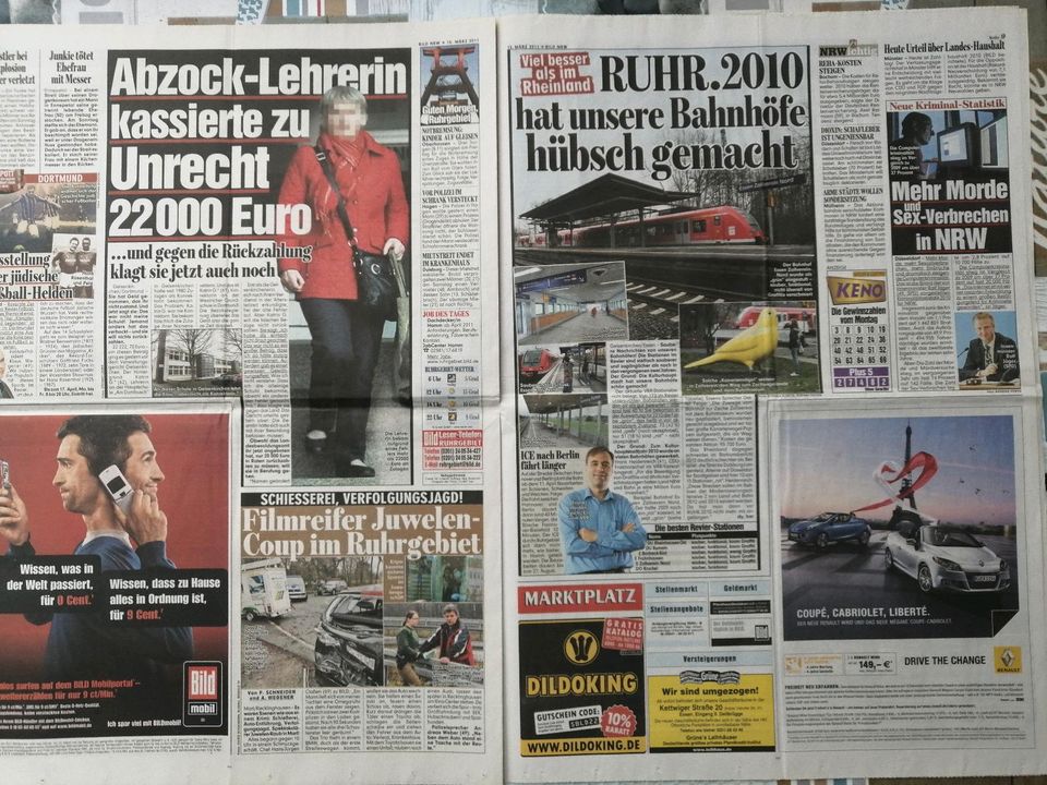 Bild Zeitung 15.03.2011 Fukushima Atomreaktor Explosion in Voerde (Niederrhein)