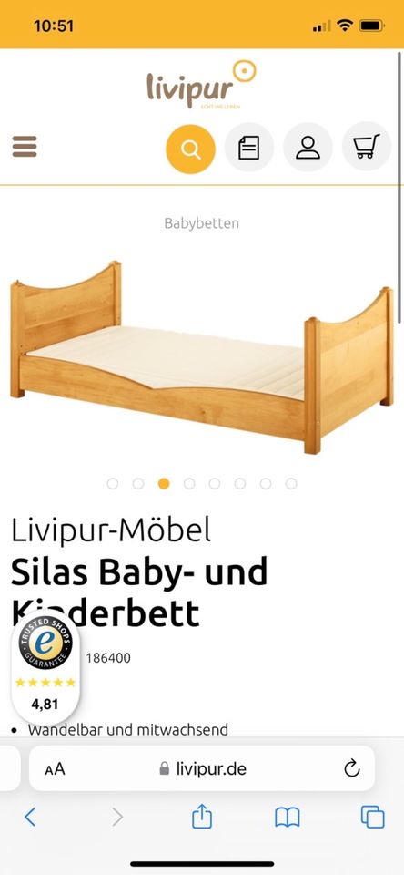 2 x Livipur Silas Baby- und Kinderbett Massivholz Waldorf Öko in Wetter (Ruhr)