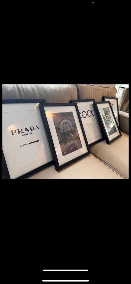 6 Bilderrahmen schwarz Designer motive Prada Dior Chanel 30 x 40 in Geesthacht