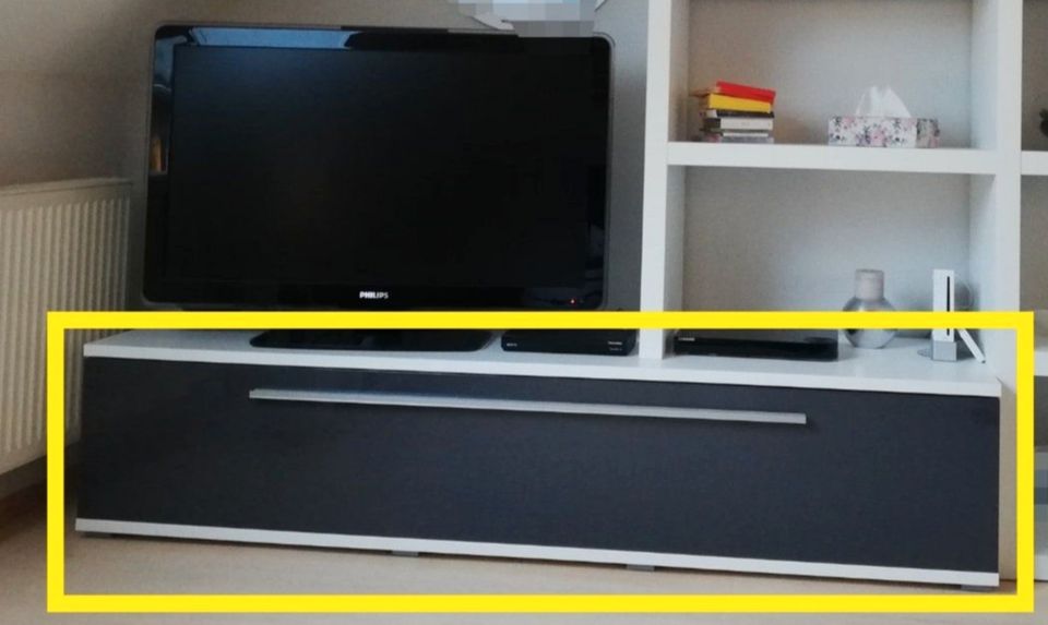 Como CS Schmal Sideboard, TV-Schrank anthrazit/weiß Hochglanz in Diesdorf