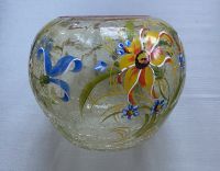 Krakelee Vase * Eisglas * gelb * Bauchvase * Blumen handgemalt * Kr. München - Unterhaching Vorschau