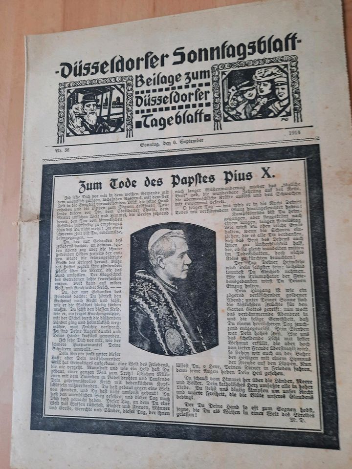 SONDERAUSGABE Düsseldorfer Tagesblatt  1914 Tod Papst Pius X in Euskirchen