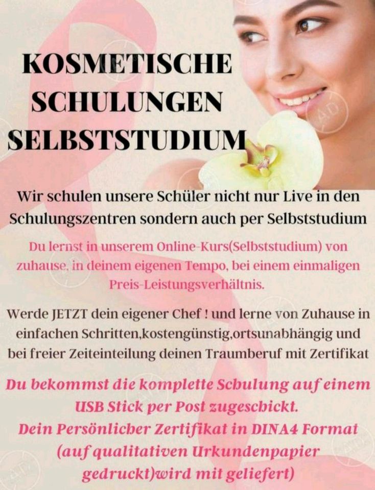 Schulung Selbststudium Kosmetik Nageldesign Wimpernverlängerung in Weinheim