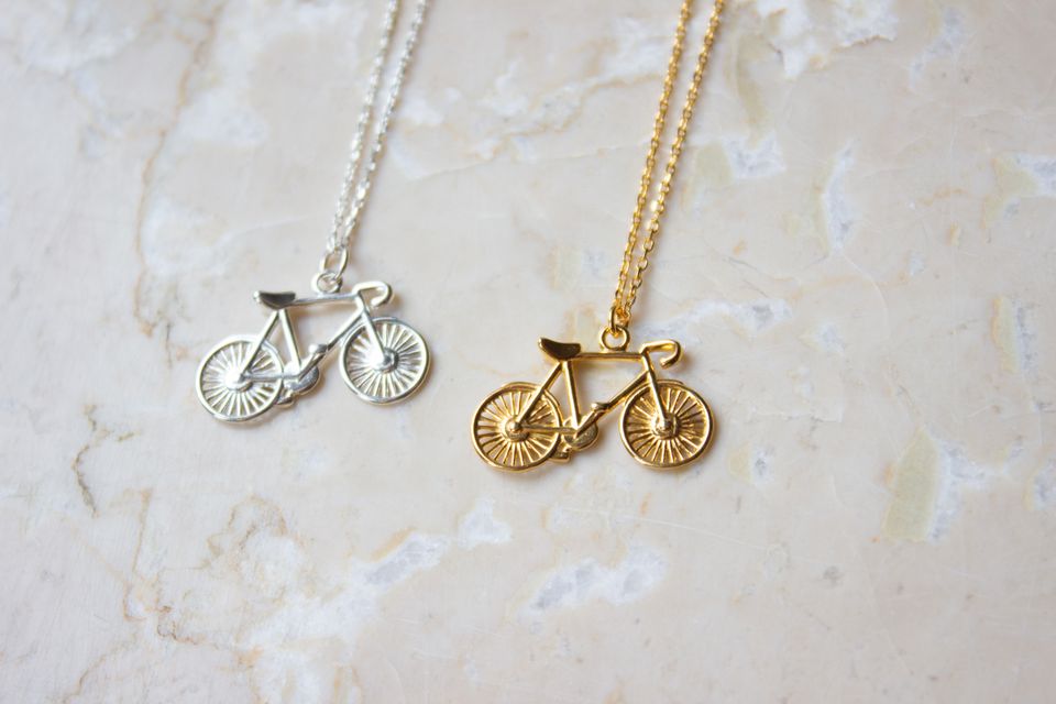 Fahrrad Halskette, Bike, Rennrad, Kette ♥ 925 Silber vergoldet in Augsburg
