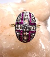 Union Flag Art Deco Ruby and Diamond Stripe Ring Altschliff FJV Essen-West - Frohnhausen Vorschau