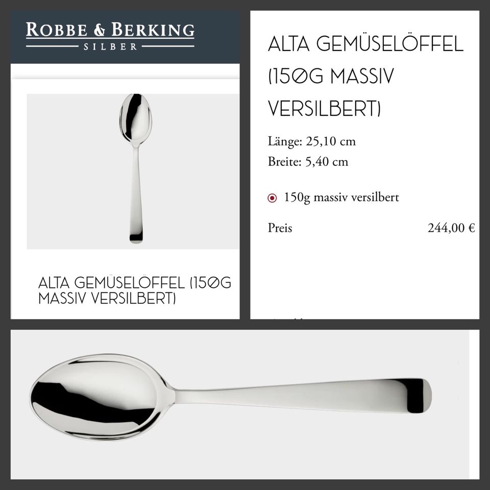 Robbe und Berking R&B Alta Gemüselöffel Nr. 2 Silber 150 & mehr in Düsseldorf