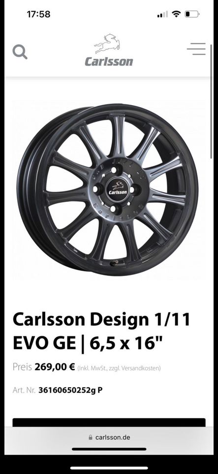 Carlsson Design 1/11 EVO Smart 453 16 Zoll Alufelgen 4x100 Neu in Ensdorf