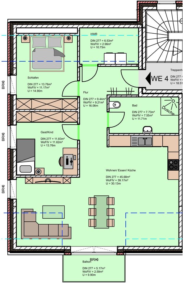 Neubau-Dachgeschosswohnung mit eigener Photovoltaikanlage in beliebter Wohnlage von Wiesmoor in Wiesmoor