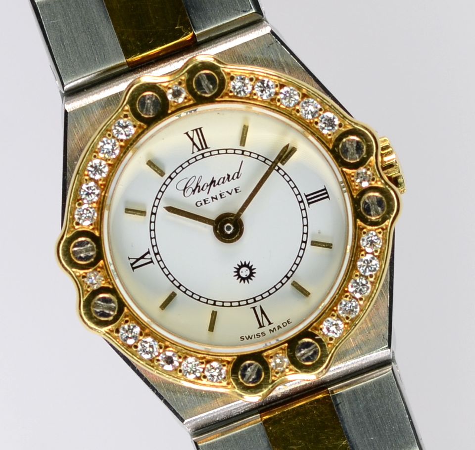 Chopard St Moritz Ref 8067 Damen 19mm Diamantlünette bicolor 18k in Erkrath