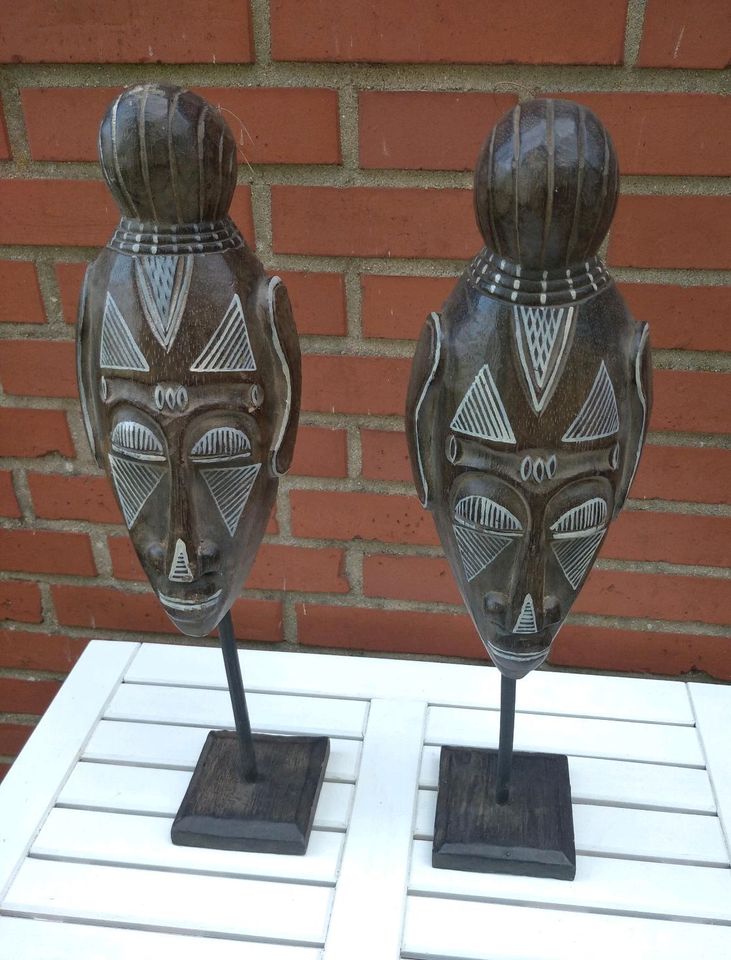 2 Afrikanische Vintage-/Tribal-Masken, handgeschnitzt, zus.15,- € in Kisdorf