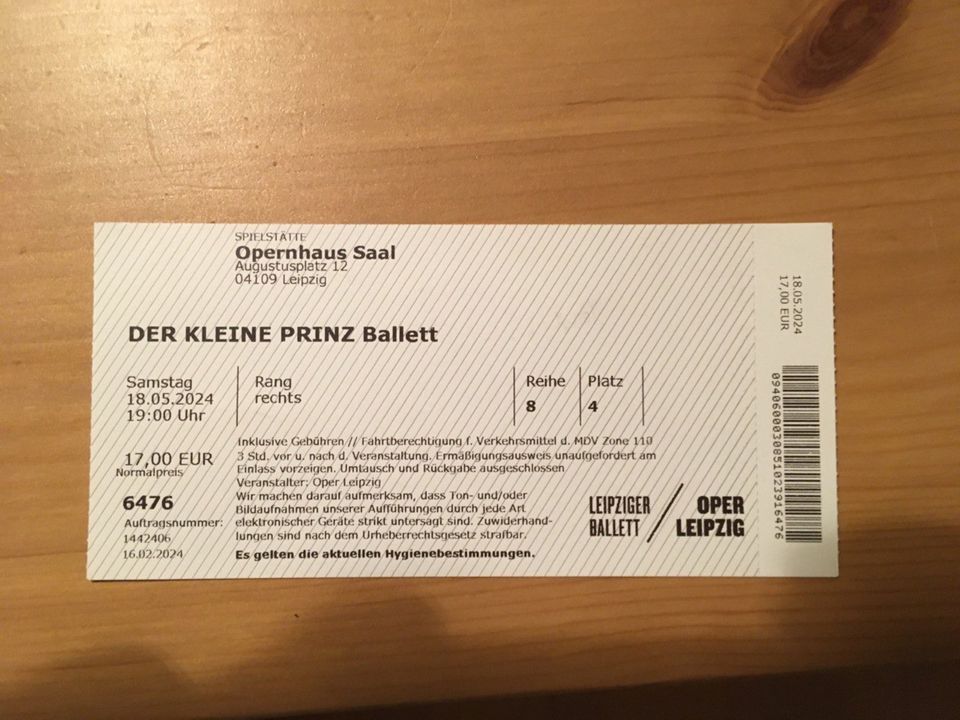 2 Karten Der Kleine Prinz Ballett Oper Leipzig 17. Mai 2024 in Leipzig