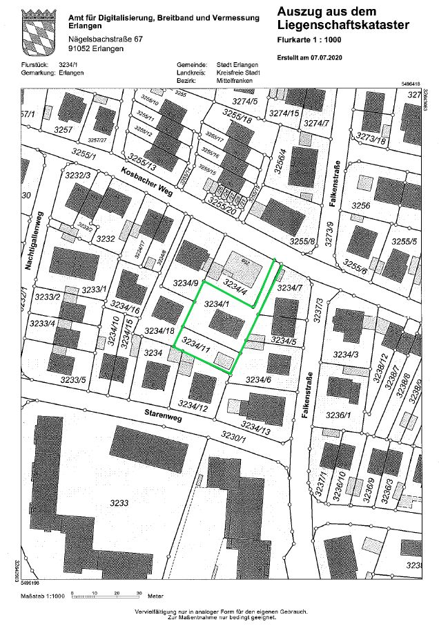 Kostbares Grundstück mit 995 m² inkl. Baugenehmigung in Alterlangen in Erlangen