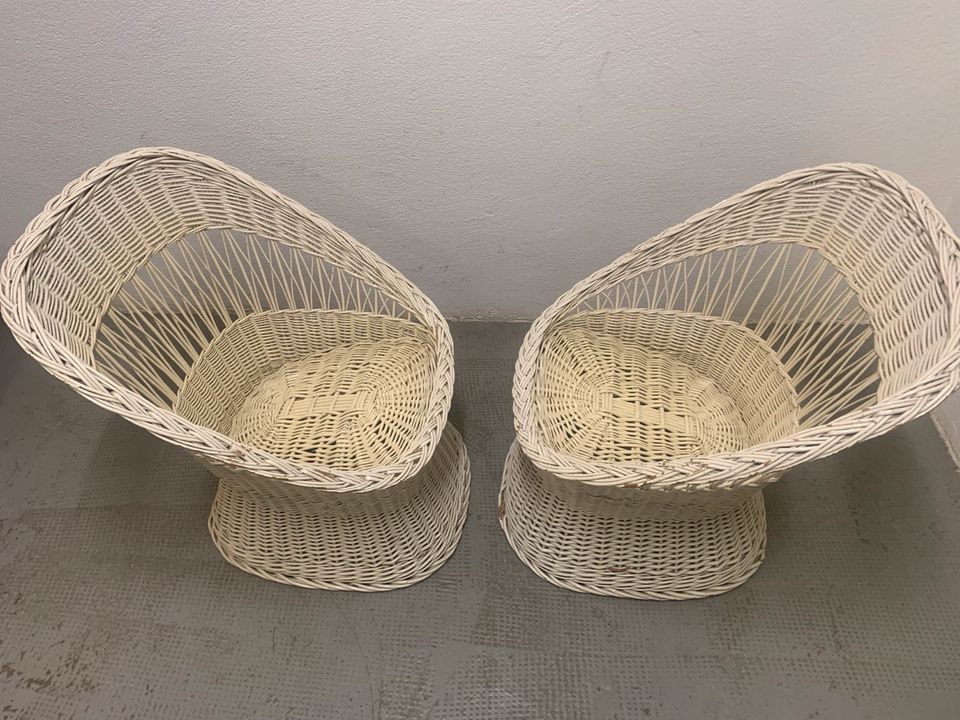 2 weiße Shabby Rattan Korbsessel Mädchen Teenie in Tübingen