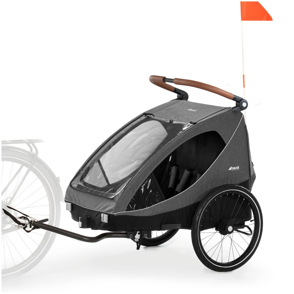 Hauck Dryk Duo - 2in1 Fahrradanhänger & Buggy - Melange Grey - Bietet Platz für 2 Kinder (bis 44 kg) - Bike Trailer & City Buggy - NEU in Fulda