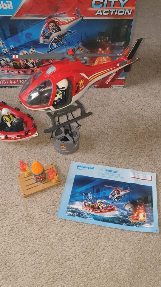 Playmobil Feuerwehreinsatz mit Heli und Boot in Zeulenroda