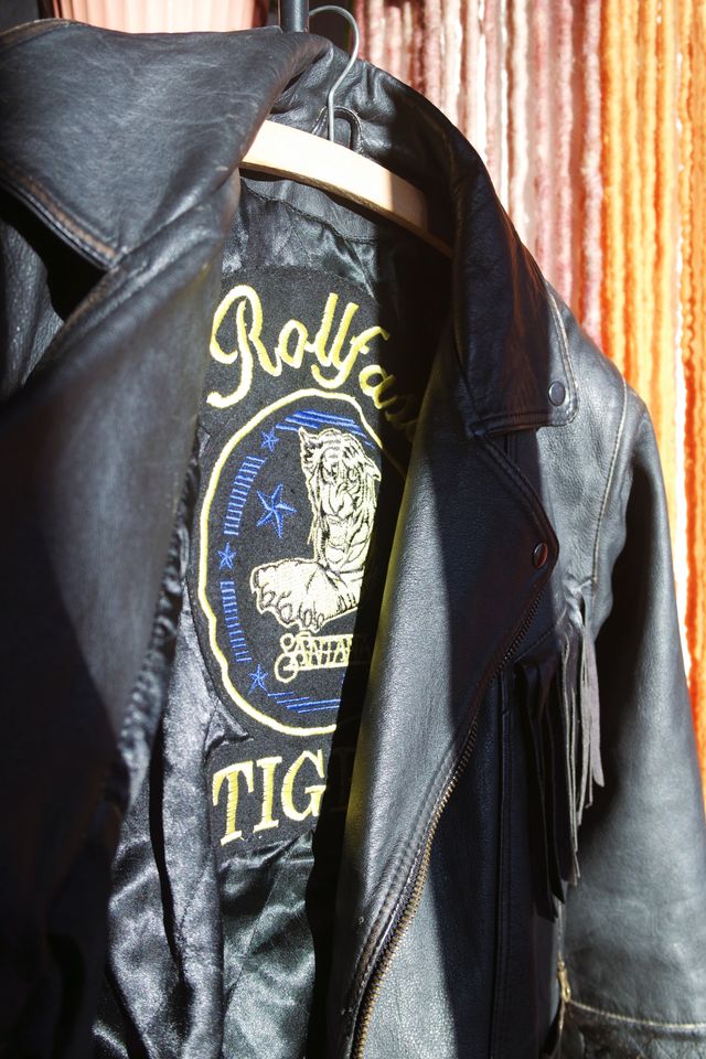 Rollfast Lederjacke, schwarz mit Fransen/Rollfast Leather Jacket in Freiburg im Breisgau