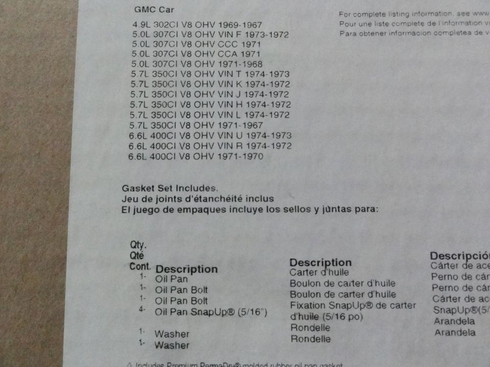 Dichtsatz Dichtungen GMC Fel-Pro OS34509T in Schraden