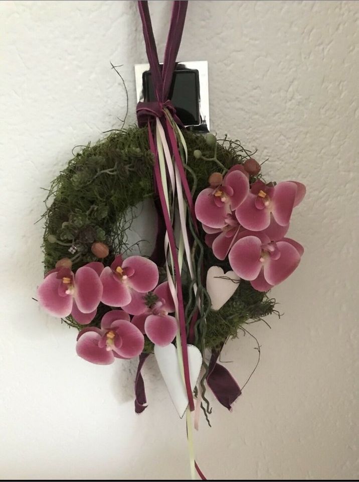 Türkranz 30 cm mit Seidenblumen Orchideen Herz neu in Kamp-Lintfort